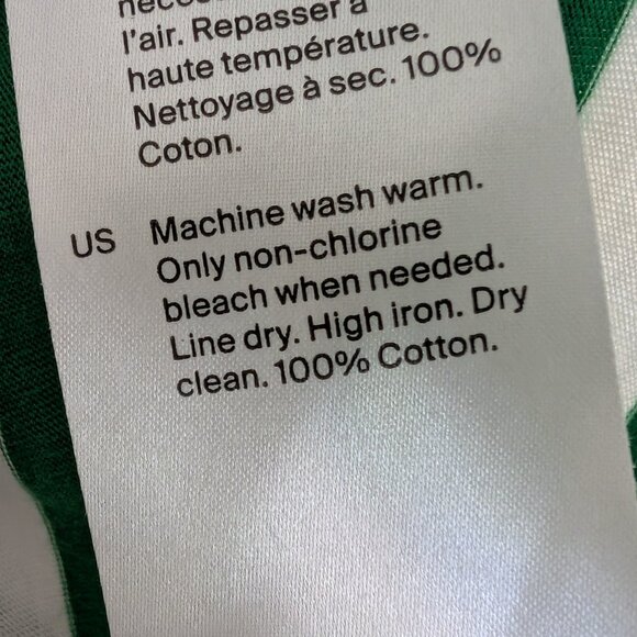 COS V-Neck T-Shirt Green White Stripes 100% Cotton Jersey Size Medium Like New - Picture 5 of 6